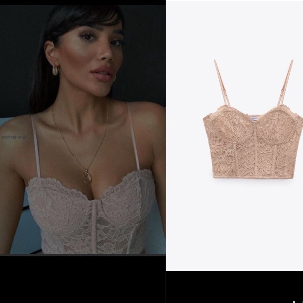 ZARA LACE CORSET STYLE TOP size L